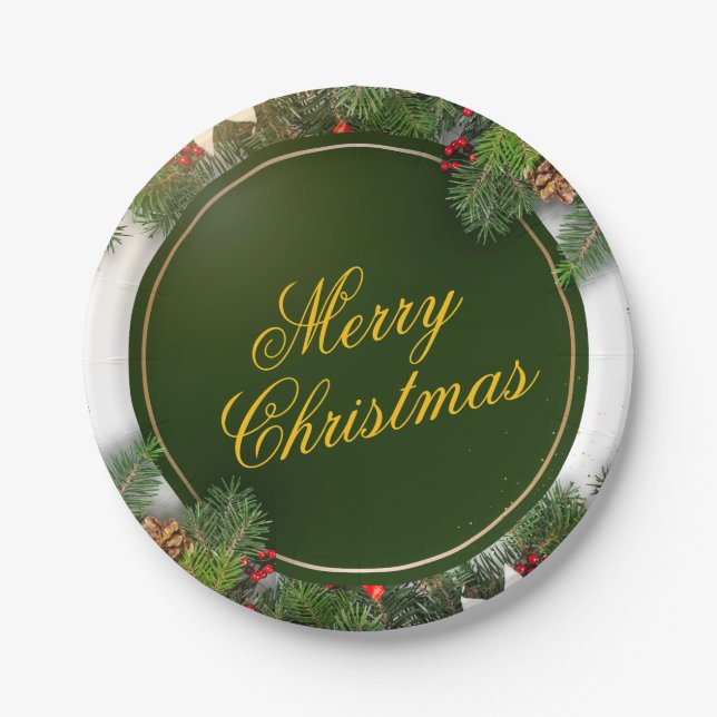Christmas Paper Plate – Festive Holiday Tableware (Front)