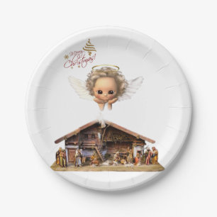 Christmas Paper Plates, Angel, Jesus Christ Plate