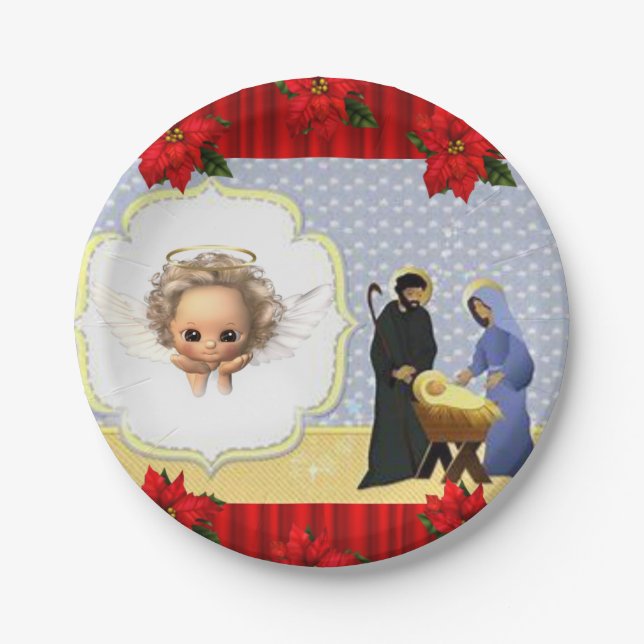 Christmas Paper Plates, Angel, Jesus Christ Plate (Front)