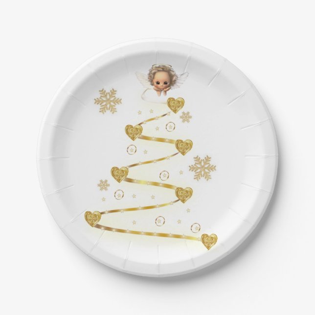 Christmas Paper Plates, Angel Paper Plate (Front)