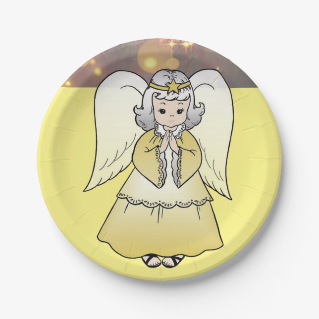 Christmas Paper Plates, Angel Paper Plate (Front)