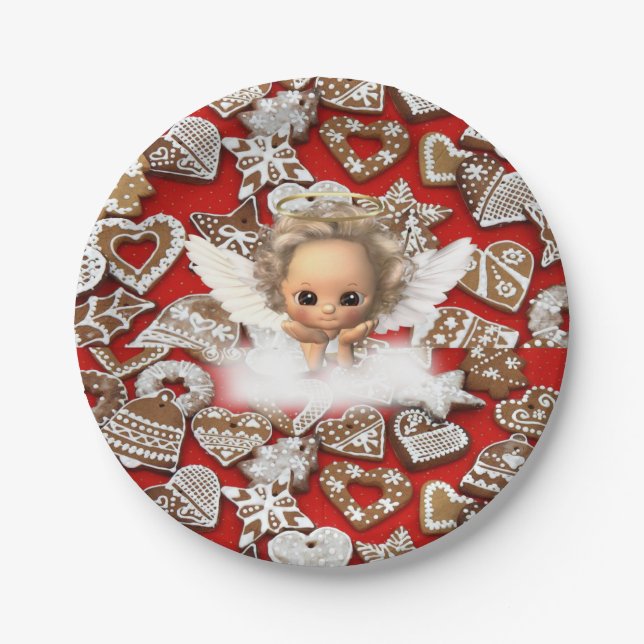 Christmas Paper Plates, Angel Plate (Front)