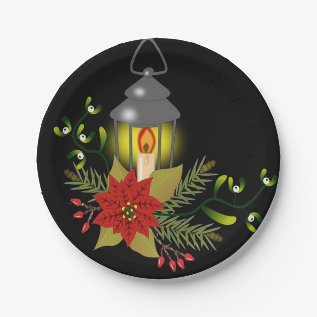 Christmas Paper Plates, Candle Paper Plate (Front)