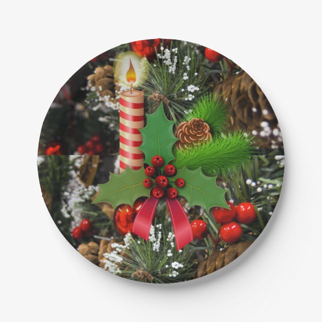 Christmas Paper Plates, Candle Paper Plate (Front)
