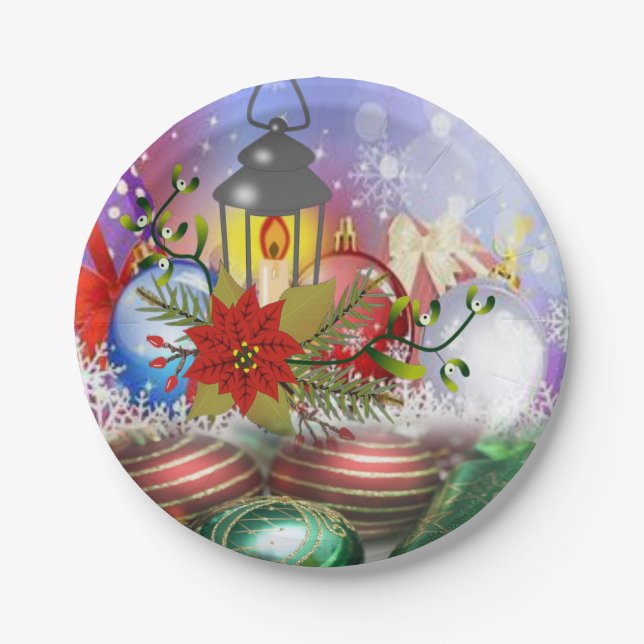 Christmas Paper Plates, Christmas Candle Plate (Front)
