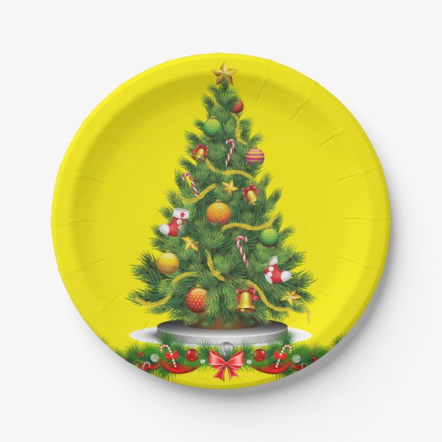 Christmas Paper Plates, Christmas Tree Paper Plate (Front)