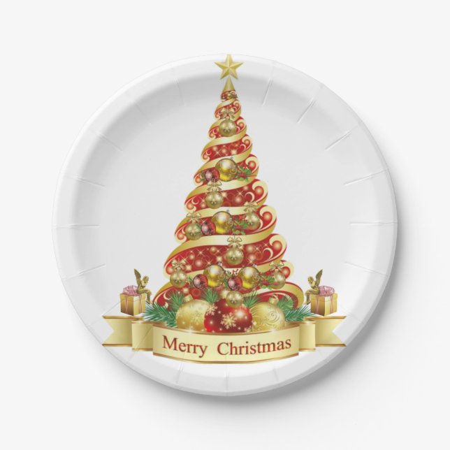 Christmas Paper Plates, Christmas Tree Paper Plate (Front)