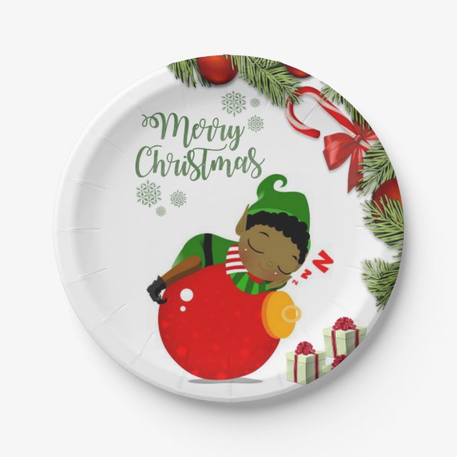 Christmas Paper Plates, elf Paper Plate (Front)