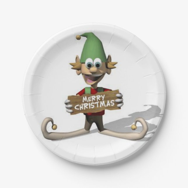 Christmas Paper Plates, Elf Paper Plate (Front)