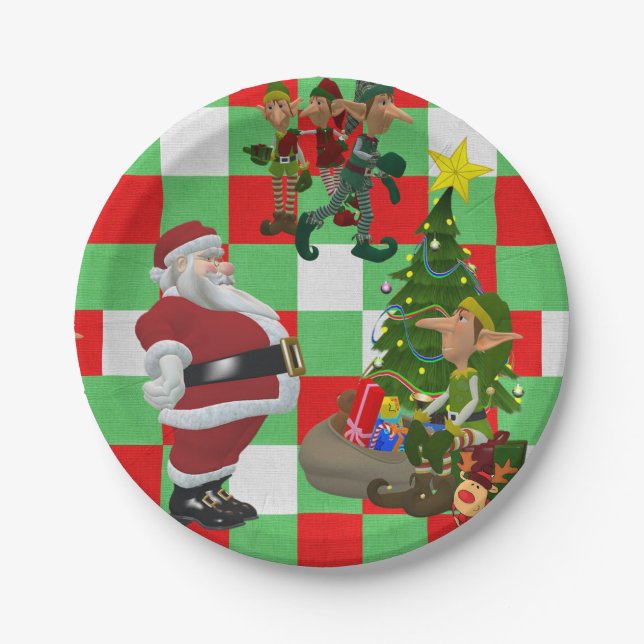 Christmas Paper Plates, Elf Paper Plate (Front)