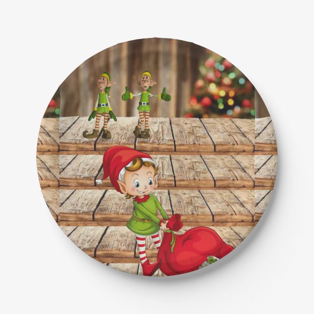 Christmas Paper Plates, Elf Paper Plate (Front)