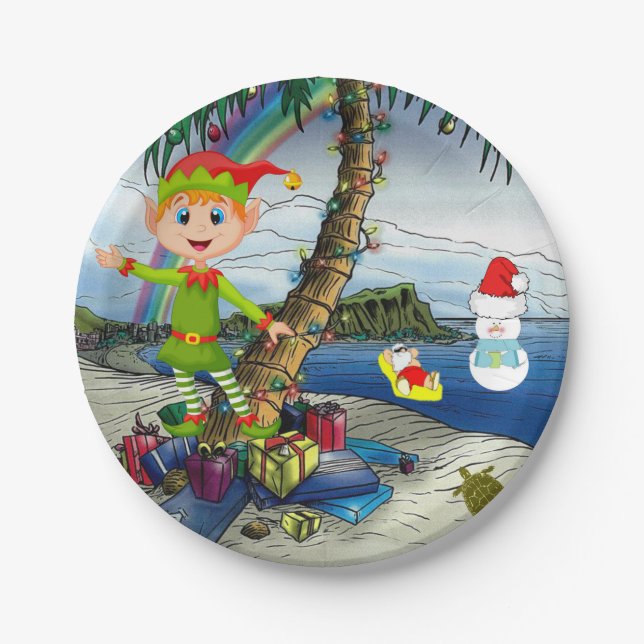 Christmas Paper Plates, Elf Paper Plate (Front)