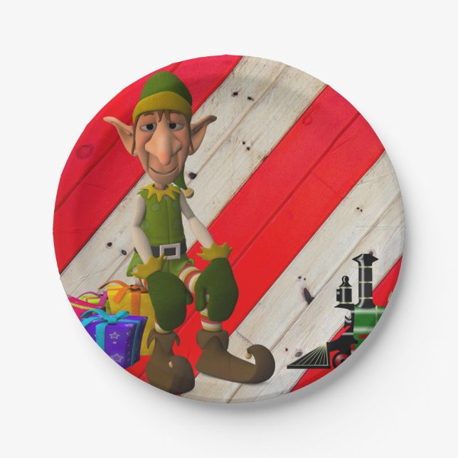 Christmas Paper Plates, Elf Paper Plate (Front)