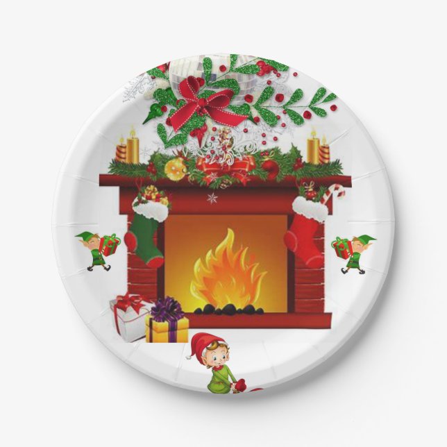 Christmas Paper Plates, Elf Paper Plate (Front)