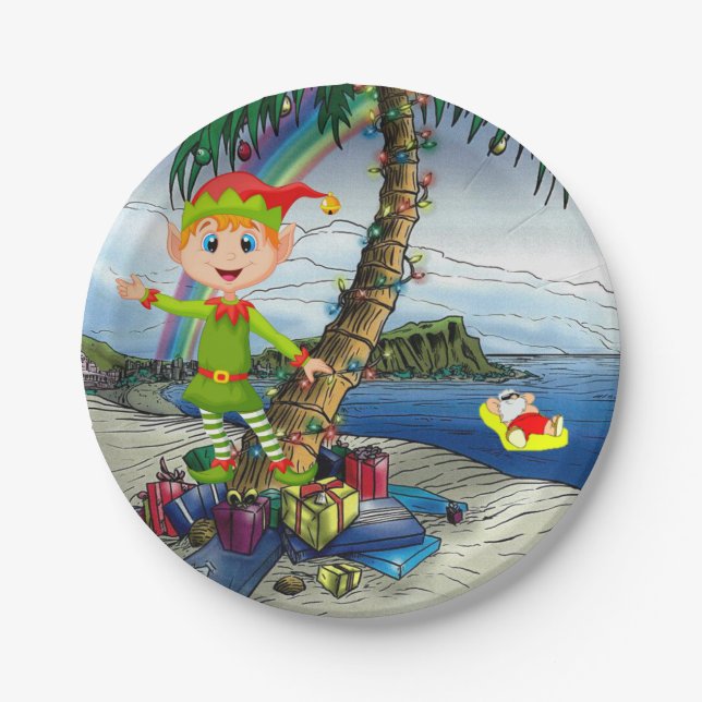 Christmas Paper Plates, Elf Paper Plate (Front)