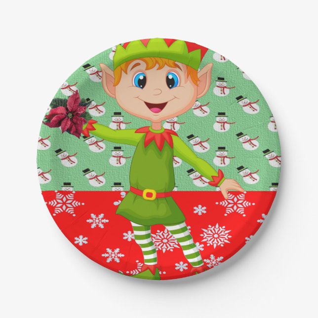 Christmas Paper Plates, Elf Plate (Front)