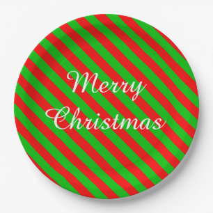 Christmas Paper Plates/Green and Red Stripes Plate