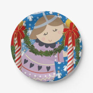 Christmas Paper Plates, Merry Christmas Angel Paper Plate