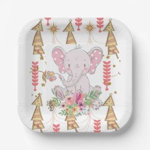 Christmas Paper Plates, Merry Christmas Elephant Plate