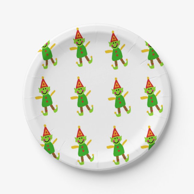 Christmas Paper Plates, Merry Christmas Elf Plate (Front)