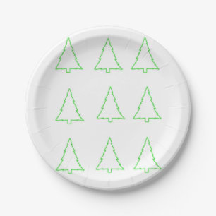 Christmas Paper Plates, Merry Christmas Green Tree Paper Plate