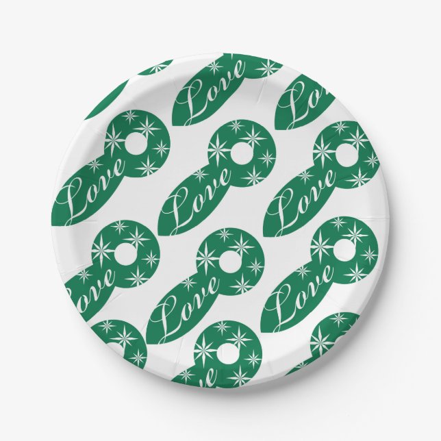 Christmas Paper Plates, Merry Christmas Love  Paper Plate (Front)