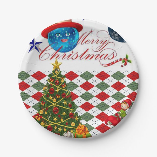 Christmas Paper Plates, Merry Christmas Paper Plate (Front)