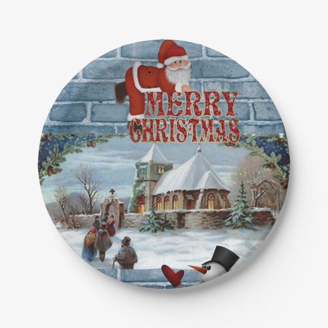 Christmas Paper Plates, Merry Christmas Paper Plate (Front)