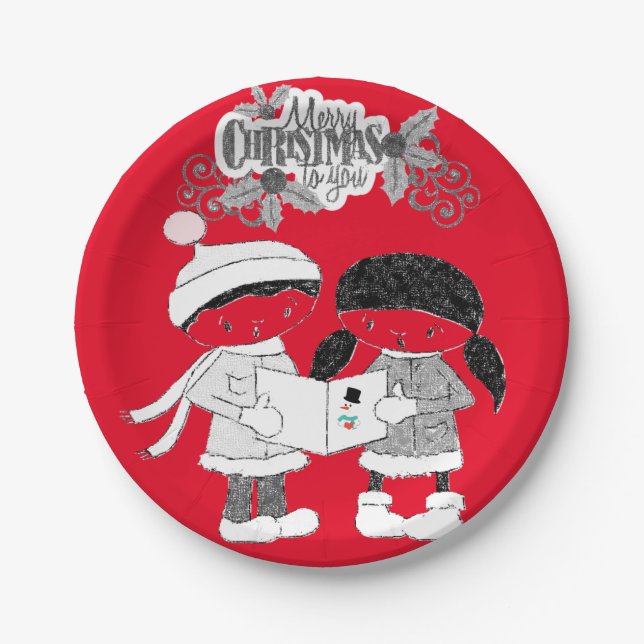 Christmas Paper Plates, Merry Christmas Paper Plate (Front)