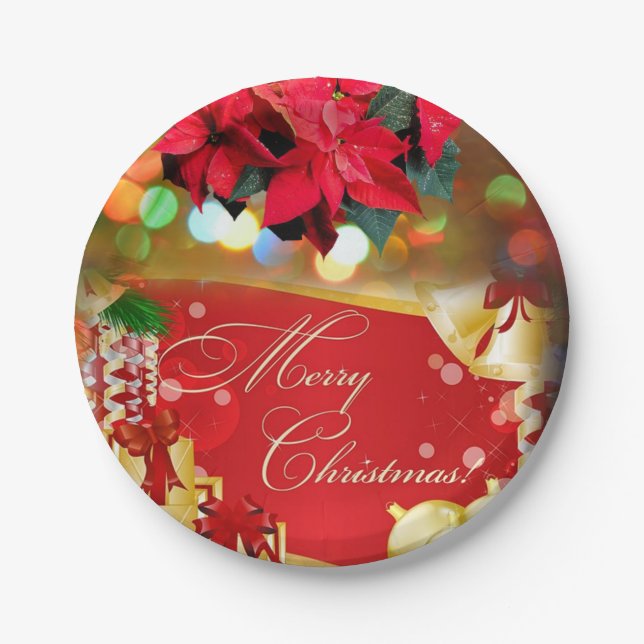 Christmas Paper Plates, Merry Christmas Paper Plate (Front)