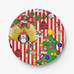 Christmas Paper Plates, Merry Christmas Penguin Paper Plate