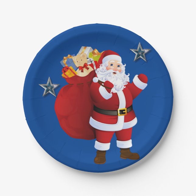 Christmas Paper Plates, Merry Christmas Santa Paper Plate (Front)