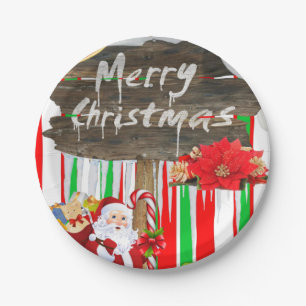 Christmas Paper Plates, Merry Christmas Santa Paper Plate