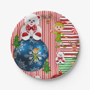 Christmas Paper Plates, Merry Christmas Teddy Bear Paper Plate