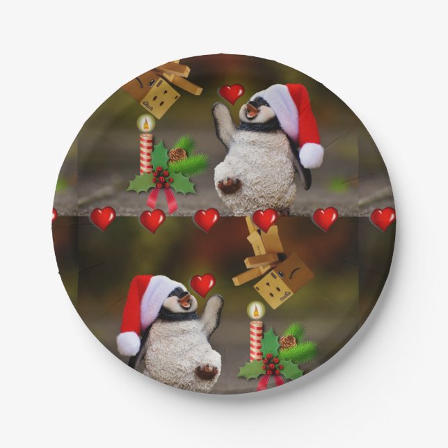 Christmas Paper Plates, Penguin Paper Plate (Front)