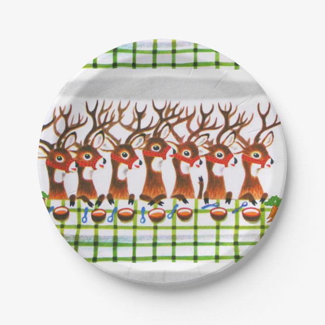 Christmas Paper Plates, Reindeer Paper Plate (Front)