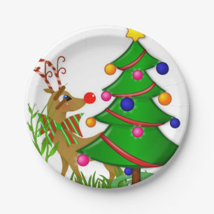 Christmas Paper Plates, Reindeer Paper Plate