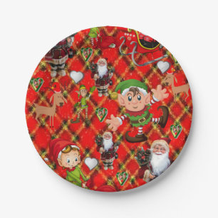 Christmas Paper Plates, Santa, Elf Paper Plate