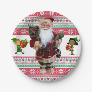 Christmas Paper Plates, Santa, Elf Paper Plate