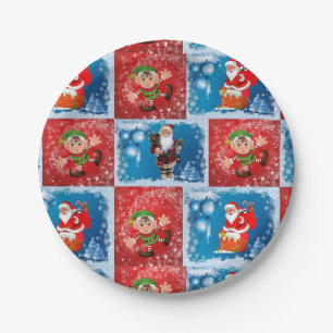 Christmas Paper Plates, Santa, Elf Paper Plate