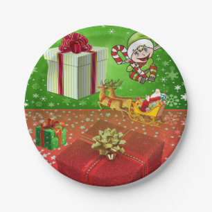 Christmas Paper Plates, Santa , Elf Paper Plate