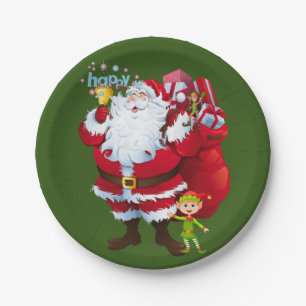 Christmas Paper Plates, Santa, Elf Plate