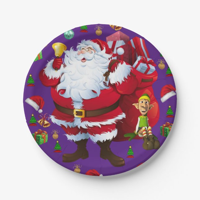 Christmas Paper Plates, Santa Paper Plate (Front)