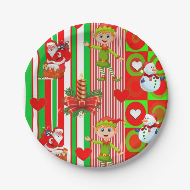 Christmas Paper Plates, Santa Paper Plate (Front)