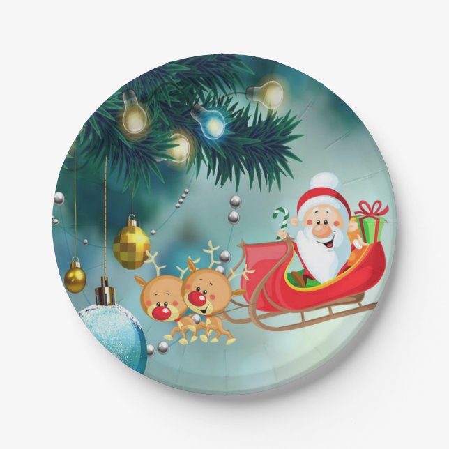 Christmas Paper Plates, Santa Paper Plate (Front)