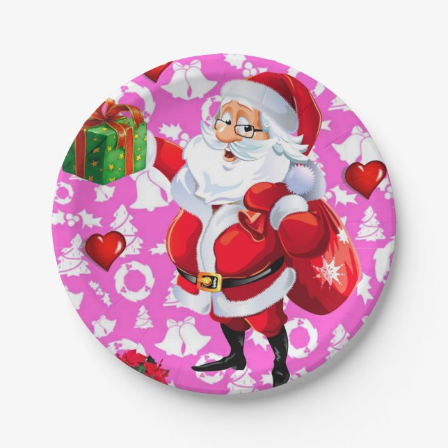 Christmas Paper Plates, Santa Paper Plate (Front)