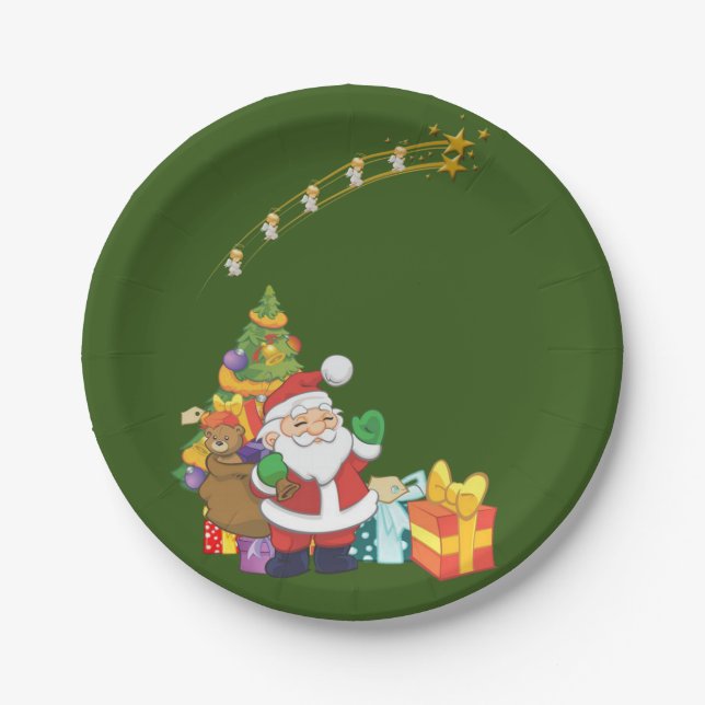 Christmas Paper Plates, Santa Paper Plate (Front)