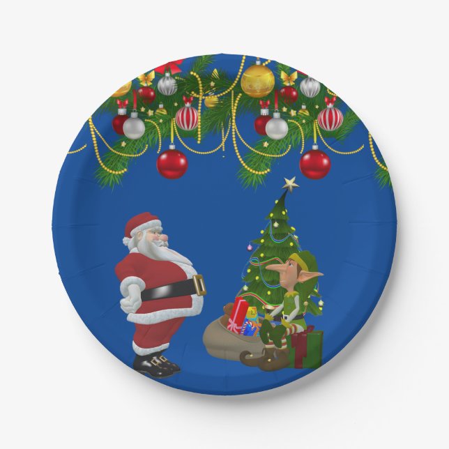 Christmas Paper Plates, Santa Paper Plate (Front)