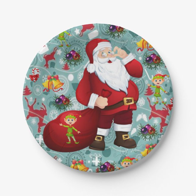 Christmas Paper Plates, Santa Paper Plate (Front)