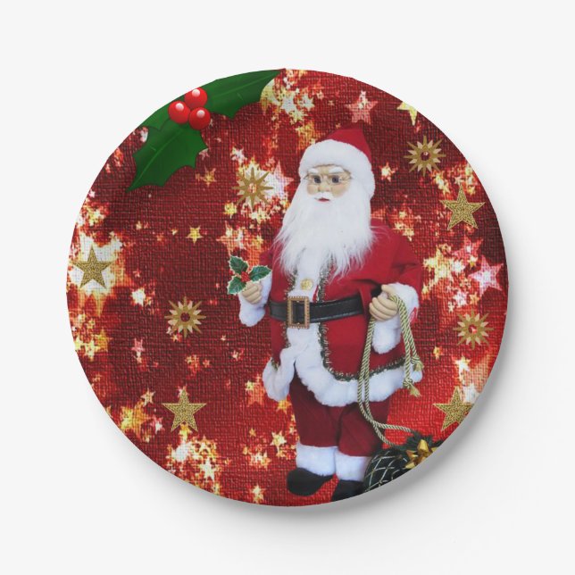 Christmas Paper Plates, Santa Paper Plate (Front)